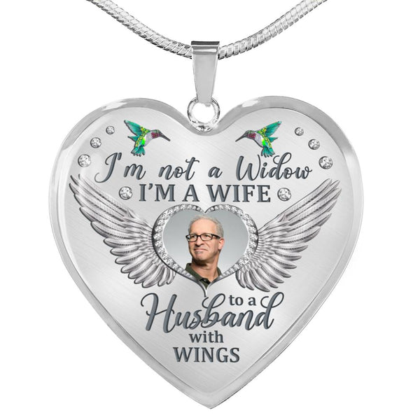 Hummingbird Im Not A Widow Memorial Heart Pendant Necklace HNLVBC0009