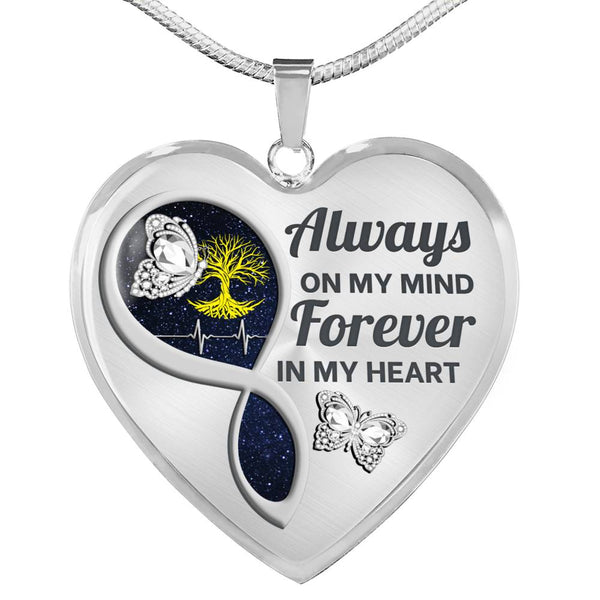 White Butterfly Always In My Mind Memorial Heart Pendant Necklace HNLVBC0017