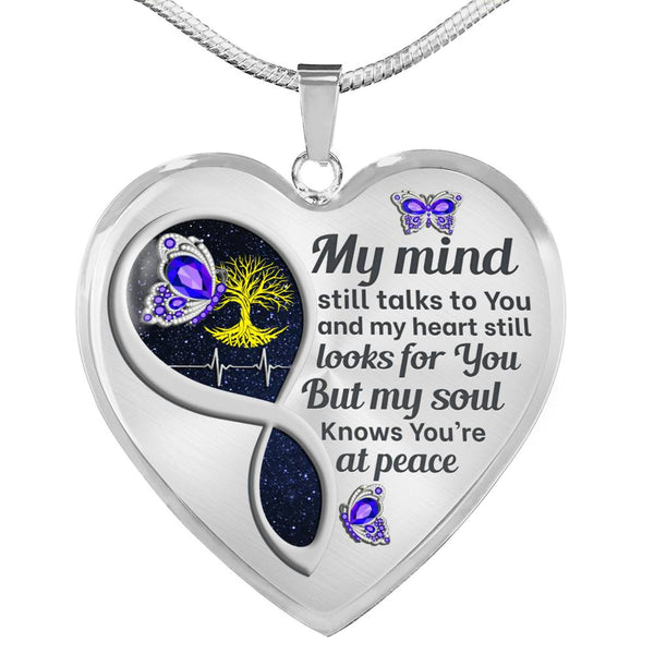 Purple Butterfly My Mind Memorial Heart Pendant Necklace HNLVBC0012
