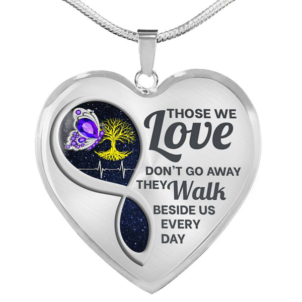 Purple Butterfly Those We Love Memorial Heart Pendant Necklace HNLVBC0015