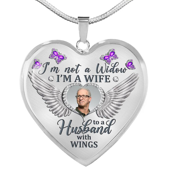 Violet Butterfly Im Not A Widow Memorial Heart Pendant Necklace HNLVBC0009