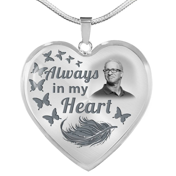 Butterfly Always In My Heart Memorial Heart Pendant Necklace HNLVBC0011