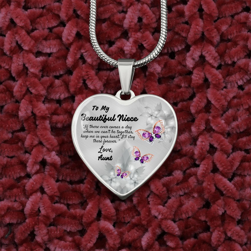 To My Beautiful Niece Heart Necklace Christmas Gift, Birthday Gift From Aunt