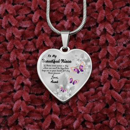 To My Beautiful Niece Heart Necklace Christmas Gift, Birthday Gift From Aunt