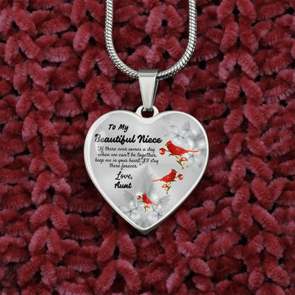 To My Beautiful Niece Heart Necklace Birthday Gift, Christmas Gift From Aunt