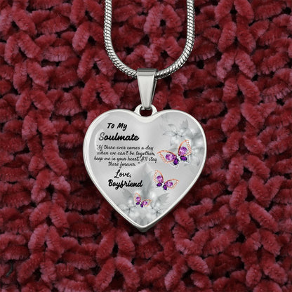 To My Soulmate Heart Necklace Christmas Gift, Birthday Gift From Boyfriend