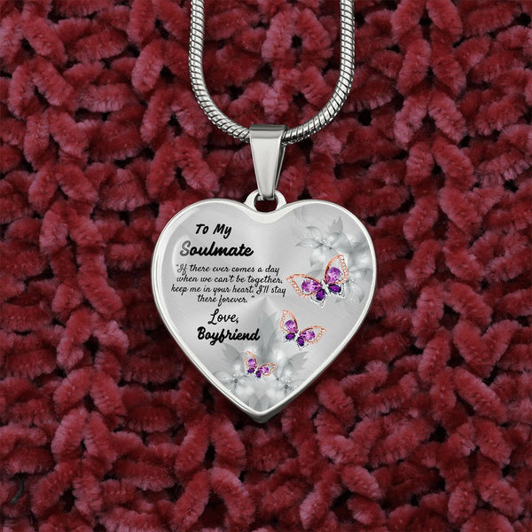 To My Soulmate Heart Necklace Christmas Gift, Birthday Gift From Boyfriend