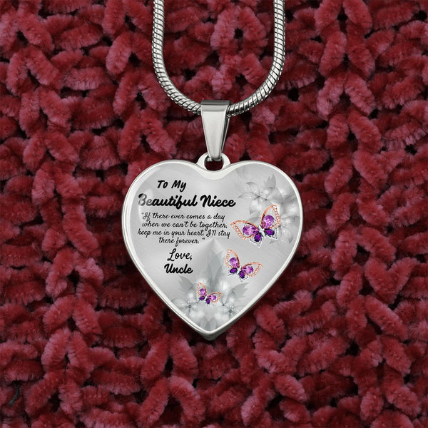 To My Beautiful Niece Heart Necklace Christmas Gift, Birthday Gift From Uncle