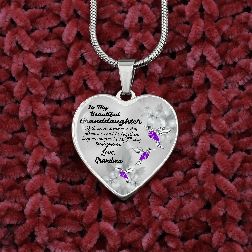 To My Beautiful Granddaughter Heart Necklace Birthday Gift, Christmas Gift From Grandma