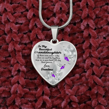 To My Beautiful Granddaughter Heart Necklace Birthday Gift, Christmas Gift From Grandma