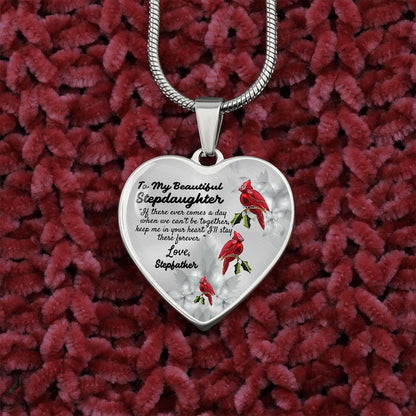 To My Beautiful Stepdaughter Heart Necklace Birthday Gift, Christmas Gift From Stepfather