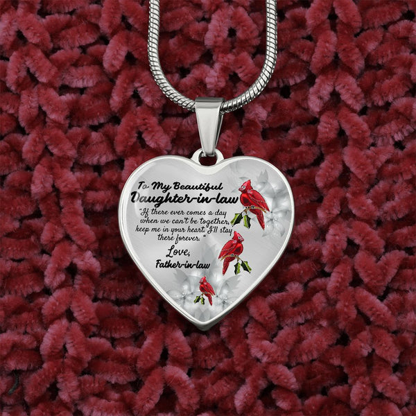 To My Beautiful Daughter-in-law Heart Necklace Birthday Gift, Christmas Gift From Father-in-law