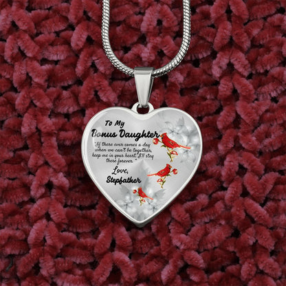 To My Bonus Daughter Heart Necklace Birthday Gift, Christmas Gift From Stepfather