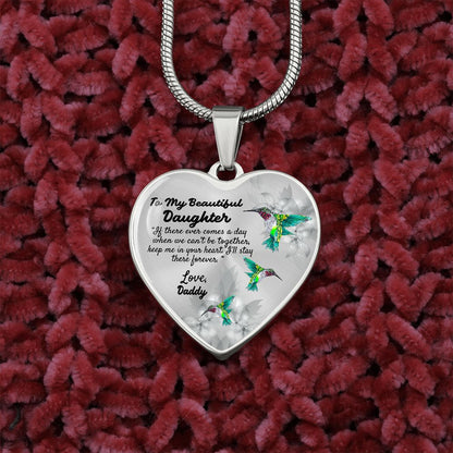 To My Beautiful Daughter Heart Necklace Birthday Gift, Christmas Gift From Daddy