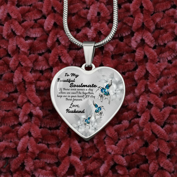 To My Beautiful Soulmate Heart Necklace Birthday Gift, Christmas Gift From Husband