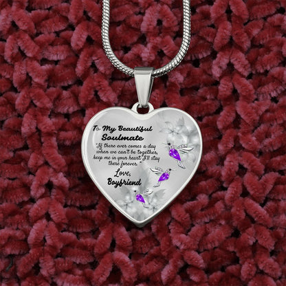 To My Beautiful Soulmate Heart Necklace Birthday Gift, Christmas Gift From Boyfriend