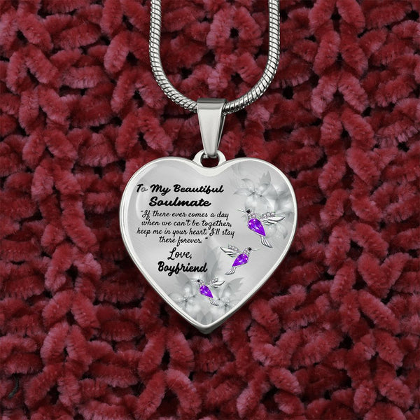 To My Beautiful Soulmate Heart Necklace Birthday Gift, Christmas Gift From Boyfriend