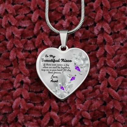 To My Beautiful Niece Heart Necklace Birthday Gift, Christmas Gift From Aunt