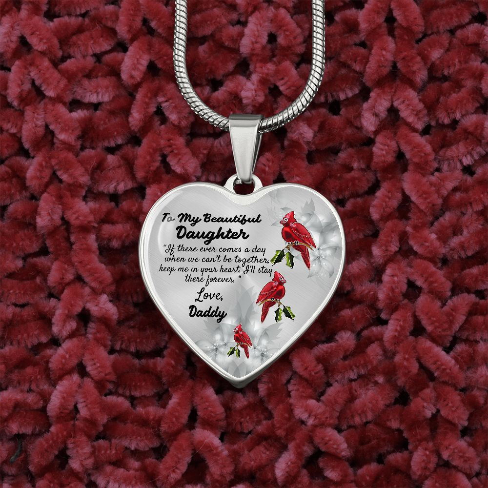 To My Beautiful Daughter Heart Necklace Birthday Gift, Christmas Gift From Daddy