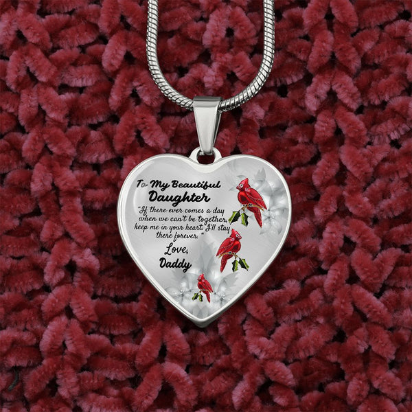 To My Beautiful Daughter Heart Necklace Birthday Gift, Christmas Gift From Daddy