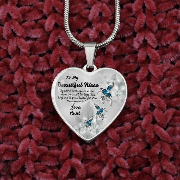 To My Beautiful Niece Heart Necklace Birthday Gift, Christmas Gift From Aunt
