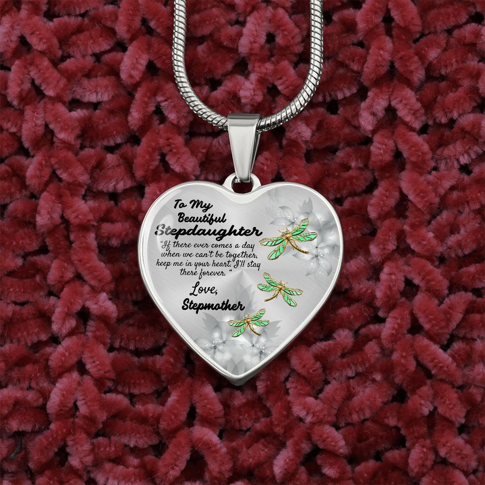 To My Beautiful Stepdaughter Heart Necklace Birthday Gift, Christmas Gift From Stepmother
