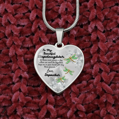To My Beautiful Stepdaughter Heart Necklace Birthday Gift, Christmas Gift From Stepmother