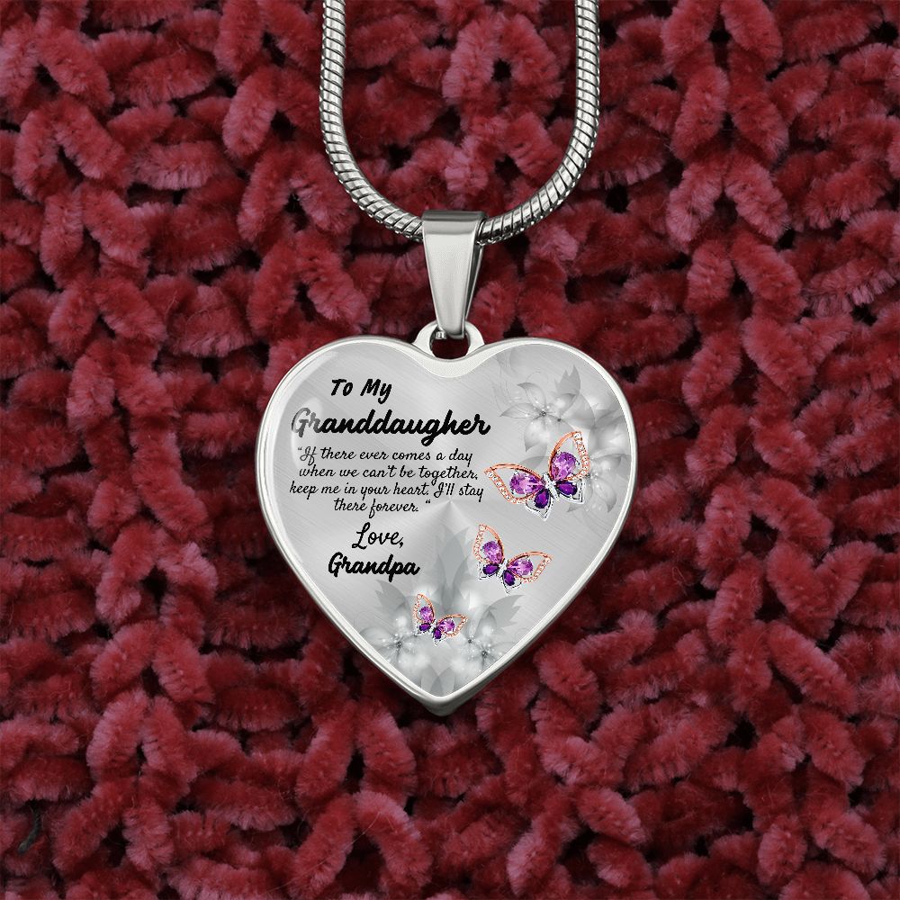 To My Granddaughter Heart Necklace Christmas Gift, Birthday Gift From Grandpa
