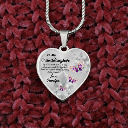 To My Granddaughter Heart Necklace Christmas Gift, Birthday Gift From Grandpa