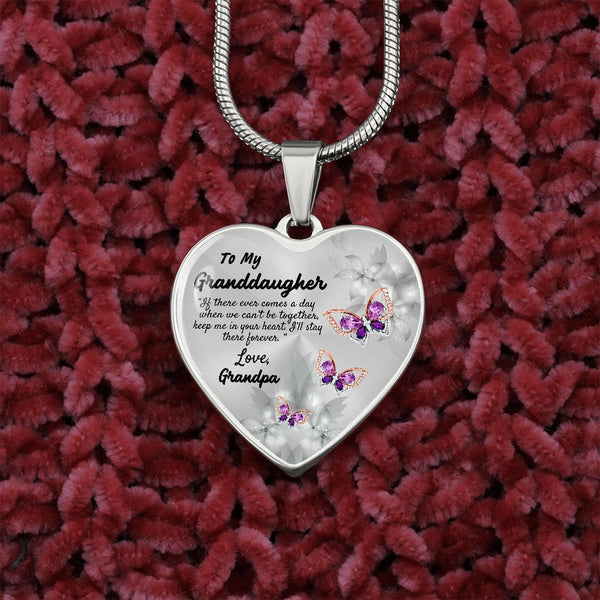 To My Granddaughter Heart Necklace Christmas Gift, Birthday Gift From Grandpa
