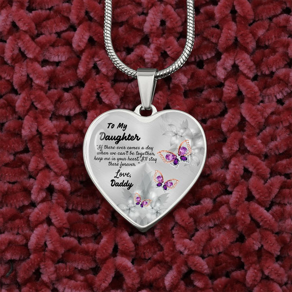 To My Daughter Heart Necklace Christmas Gift, Birthday Gift From Daddy