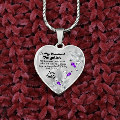 To My Beautiful Daughter Heart Necklace Birthday Gift, Christmas Gift From Daddy