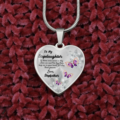 To My Stepdaughter Heart Necklace Christmas Gift, Birthday Gift From Stepfather