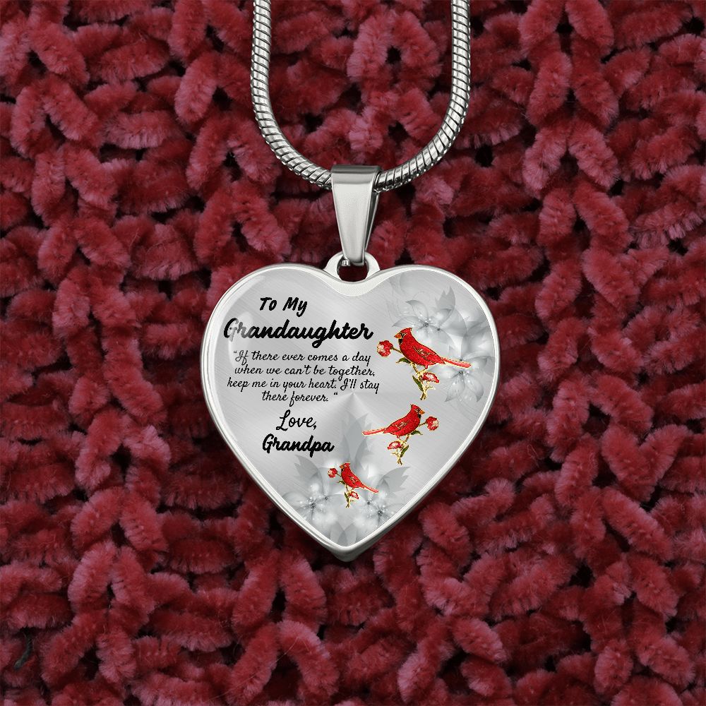 To My Granddaughter Heart Necklace Birthday Gift, Christmas Gift From Grandpa