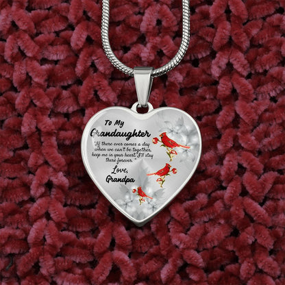 To My Granddaughter Heart Necklace Birthday Gift, Christmas Gift From Grandpa