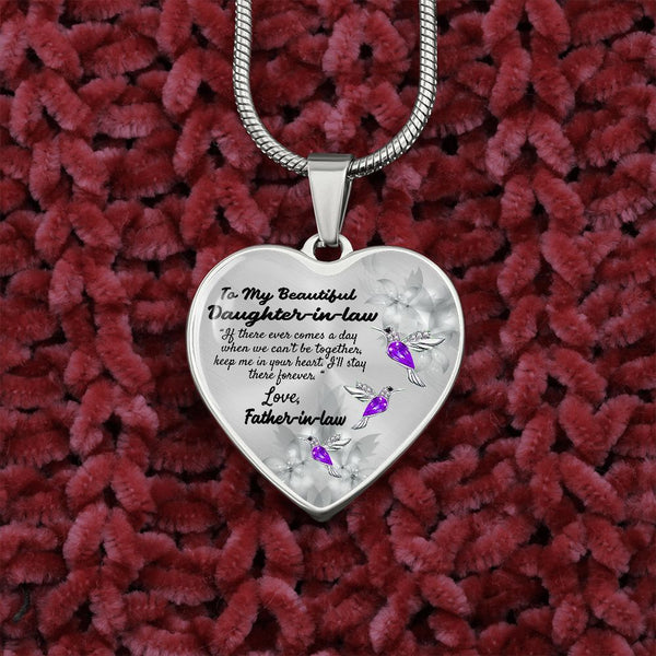 To My Beautiful Daughter-in-law Heart Necklace Birthday Gift, Christmas Gift From Father-in-law