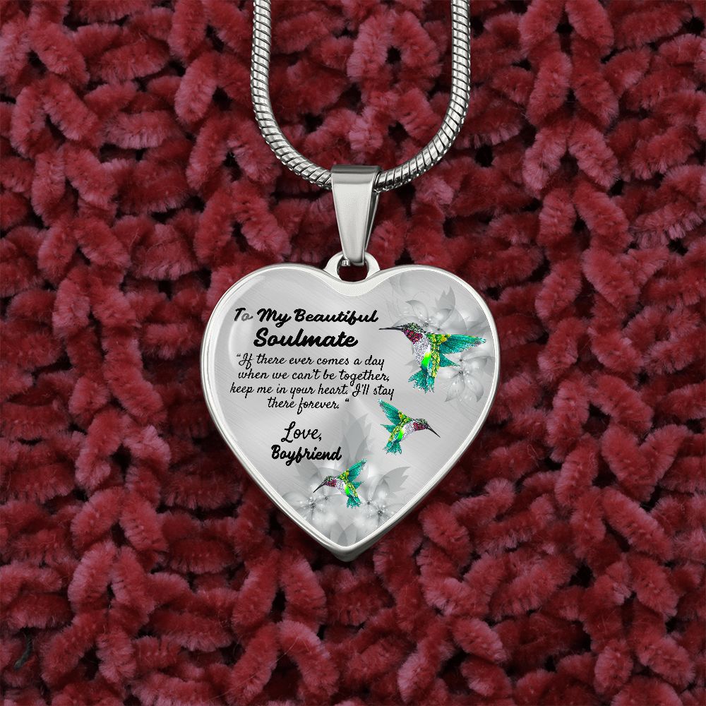 To My Beautiful Soulmate Heart Necklace Birthday Gift, Christmas Gift From Boyfriend
