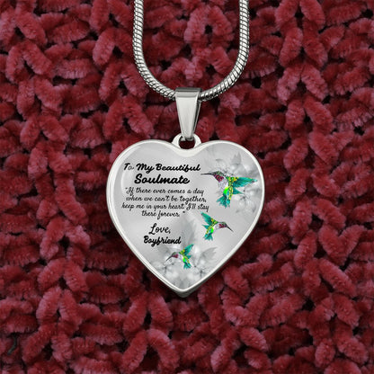 To My Beautiful Soulmate Heart Necklace Birthday Gift, Christmas Gift From Boyfriend
