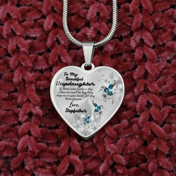 To My Stepdaughter Heart Necklace Birthday Gift, Christmas Gift From Stepfather
