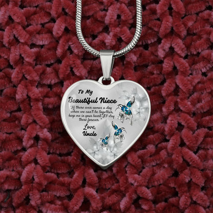 To My Beautiful Niece Heart Necklace Birthday Gift, Christmas Gift From Uncle