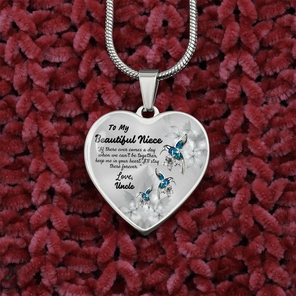 To My Beautiful Niece Heart Necklace Birthday Gift, Christmas Gift From Uncle