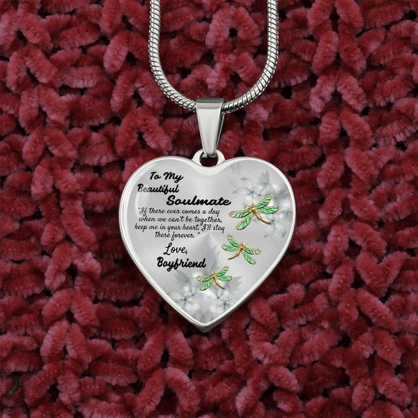 To My Beautiful Soulmate Heart Necklace Birthday Gift, Christmas Gift From Boyfriend