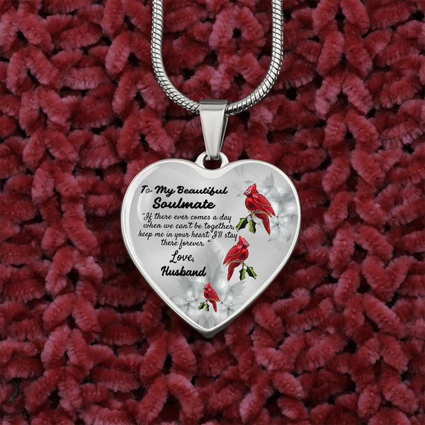 To My Beautiful Soulmate Heart Necklace Birthday Gift, Christmas Gift From Husband
