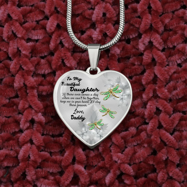 To My Beautiful Daughter Heart Necklace Birthday Gift, Christmas Gift From Daddy