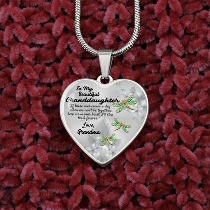 To My Granddaughter Heart Necklace Birthday Gift, Christmas Gift From Grandma