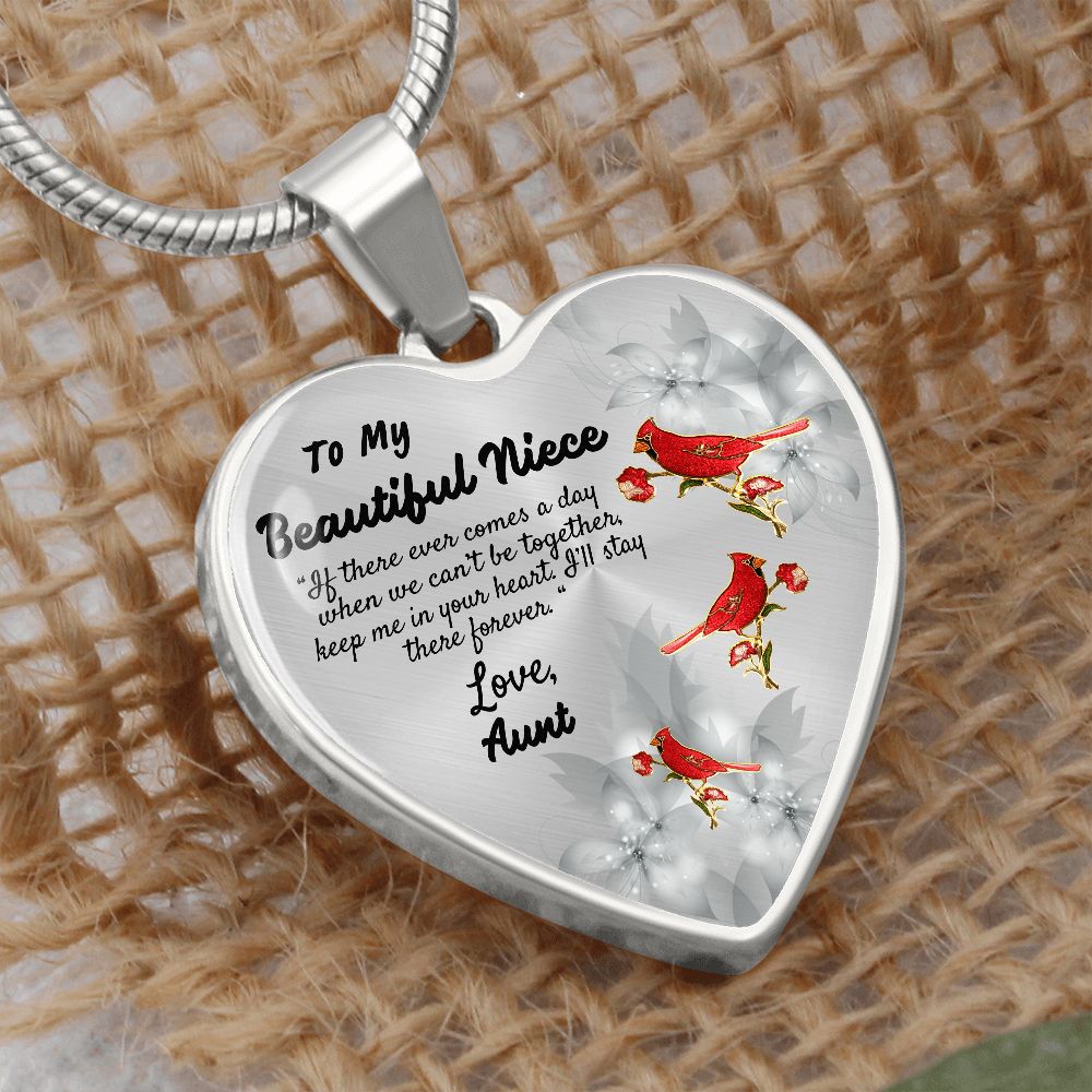 To My Beautiful Niece Heart Necklace Birthday Gift, Christmas Gift From Aunt