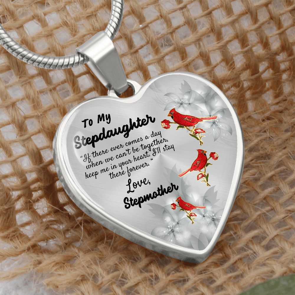 To My Stepdaughter Heart Necklace Birthday Gift, Christmas Gift From Stepmother