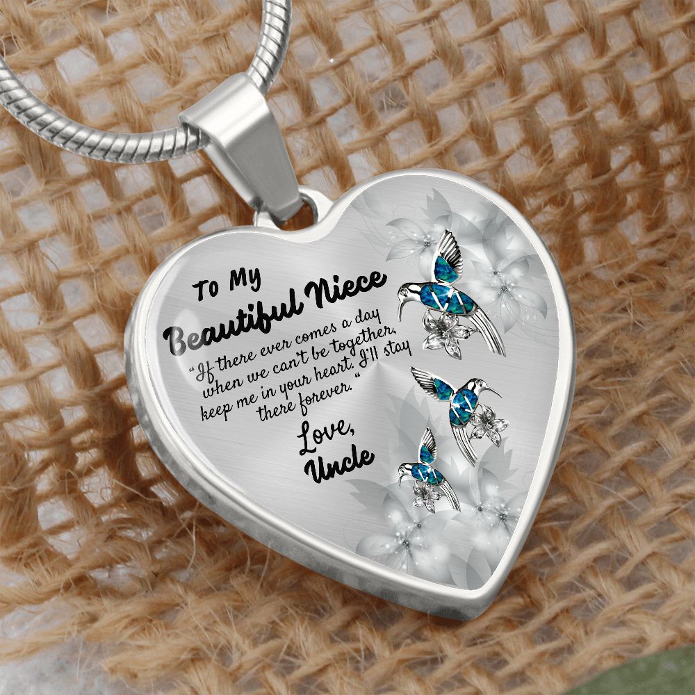 To My Beautiful Niece Heart Necklace Birthday Gift, Christmas Gift From Uncle