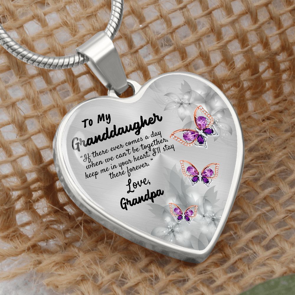 To My Granddaughter Heart Necklace Christmas Gift, Birthday Gift From Grandpa