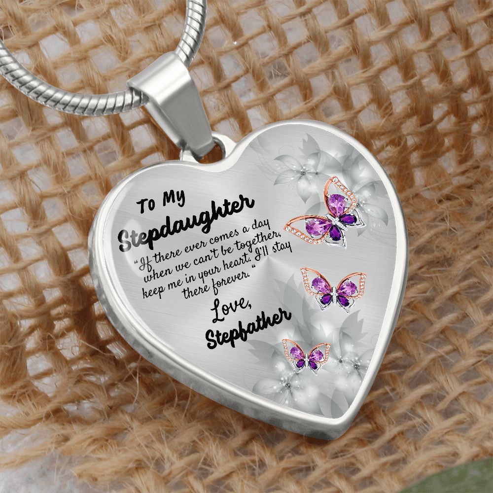 To My Stepdaughter Heart Necklace Christmas Gift, Birthday Gift From Stepfather